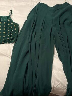 Women's Deep Green Wide-Leg Palazzo Pants